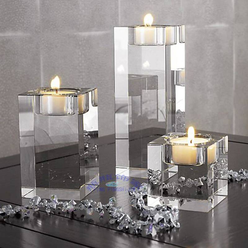 Candlestick Crystal glass mousse square solid crystal home decoration gift Wedding decoration romantic