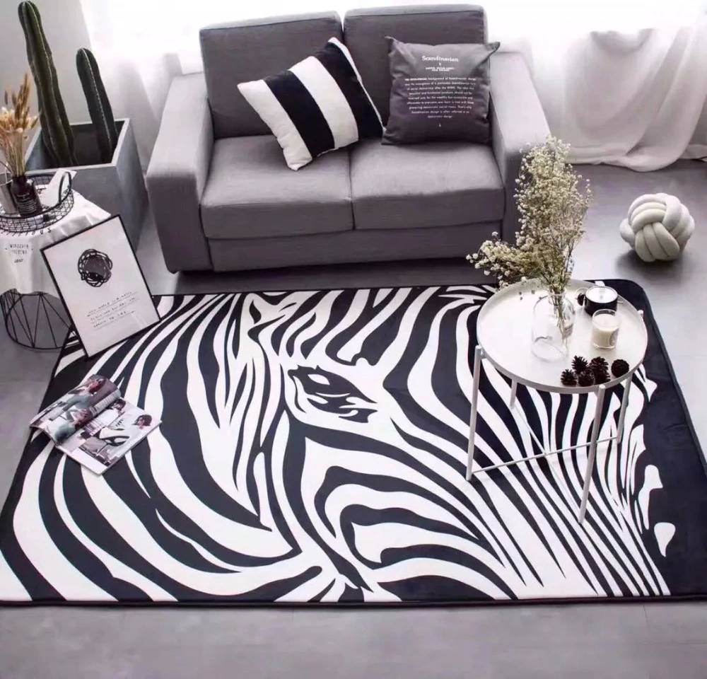 Carpet Mats zebra carpet Black and white bedroom rug living room guest room sofa bed parlor tapetes large size fashion