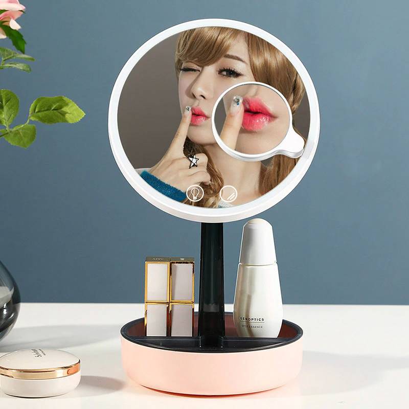 Household makeup mirror desktop with led light girl dressing table fill light mirror night light for bedroom mx12291420