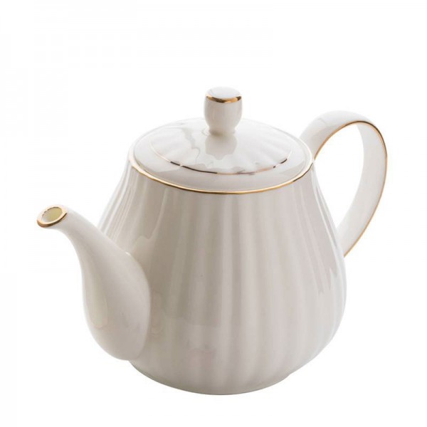 1000ml European Style Modern Coffee Pot Outline In Gold Ceramic Bone Drinkware / Home Breakfast Milk Hand Punch Pot Kettle
