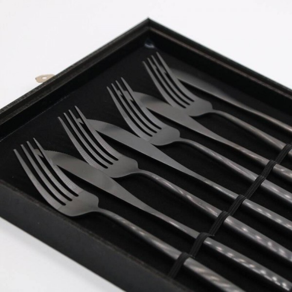 16pcs Dinnerware Titanium black Stainless Steel Steak Knife Fork Set Gold Cutlery Set With Luxury Wood Gift Box Drop Shipping