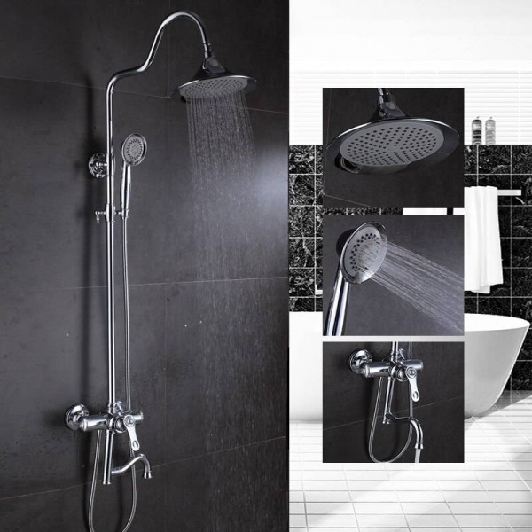 1SET Top Quality Bath Shower Faucets Set Bathroom Mixer Shower Bathtub Tap Rainfall Shower Wall Torneira Tap Shower Head 877005