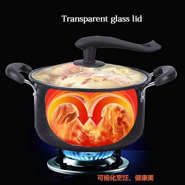 24cm Maifanstone Non-stick Stockpot With Standable Glass Lid Iron Home Cooking Soup Pot Double Handle For Gas Induction Cooker