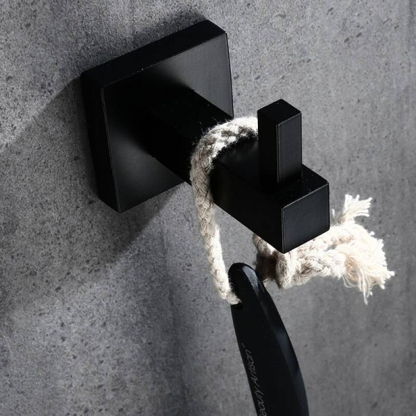 2Pcs Stainless Steel Single Robe Hooks Wall Hang Mounted Towel Hook White / Black Painted Clothes Hook Bathroom Hardware