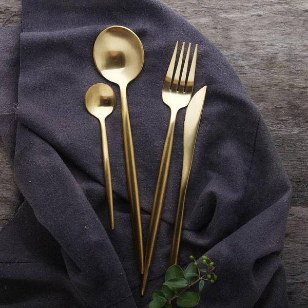 304 Stainless Steel Western Silverware Cutlery Set Noble Fork Knife Dessert Dinnerware Kitchen Food Tableware Pure Gold Coffee