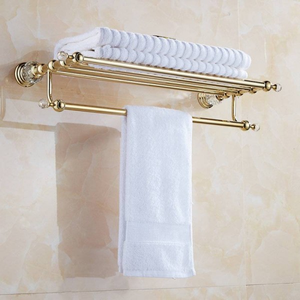 61 Crystal Series Golden Polish Copper Crystal Towel Rack Continental Bathroom Accessories Sanitary Wares Towel Rack Towel Shelf