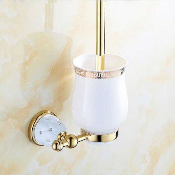 63GD Series Golden Polish Toilet Brush Holders With Diamond Solid Brass Bathroom Accessories hardwares Toilet vanity