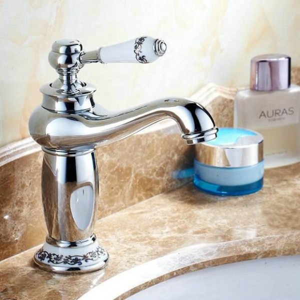 8" Chrome Faucets Bathroom Sink Basin Porcelain Brass Faucet Mixer Tap 9031Cp