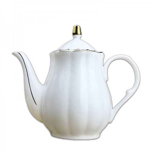 900ml European Style Coffee Milk Pot Ceramic Bone Golden Rim Big Capacity Water Pots Drinkware Afternoon Tea Handle Kettle