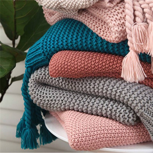 All match Nordic Knitted Blanket Thread Blanket Bedsheet Air Conditioning Twist Tassel Throw Blankets For Beds Sofa Christmas