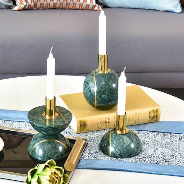 American Luxury Marble Ball Candle Holder Decoration Sample Room Table Home Candlestick Ornament Gift Gaiolas Decorativas