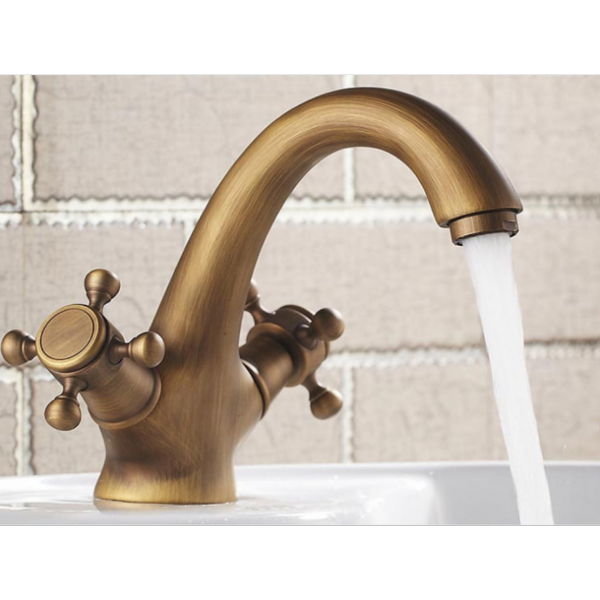 Antique Brass Faucets Bathroom Faucet basin Sink mixer tap swan neck 9019A