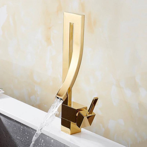 Basin faucet Creative fashion Golden Polished Brass Bathroom Hot Cold Mixer Faucet Sink Basin Mixer Tap 9060G