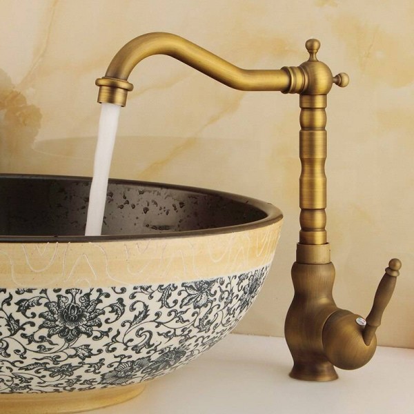 Luxury Basin Faucets 360 Degree Rotating Bathroom Faucet All Copper European Cold And Hot Dual Use Antique Kitchen Faucet Basin Faucets 360 Degree Rotating Bathroom Faucet All Copper European Cold And Hot Dual