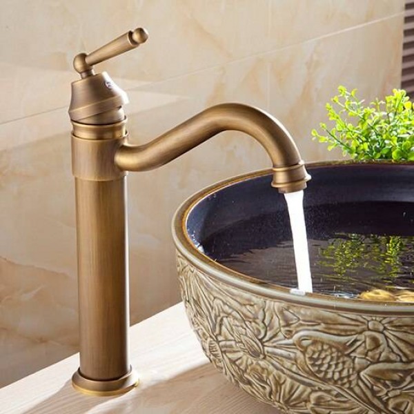 Basin Faucets Bath Antique Finish Brass Water Tap Bathroom Basin Sink Faucet Vanity Faucet Wash Basin Mixer Taps Crane 6633