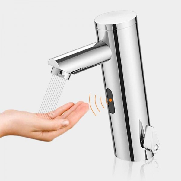 Bathroom Faucet Water Saving Taps Chrome Touchless Hot and Cold Mixer Tap Fully-automatic Faucet infrared Sensor Faucet 8021