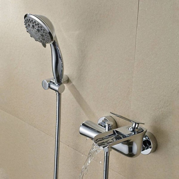Bathtub Faucets Chrome Bath Shower Set White Shower Set Bathtub Mixer Tap Dual Contral Shower Wall Mounted For Bathroom LAD-6018