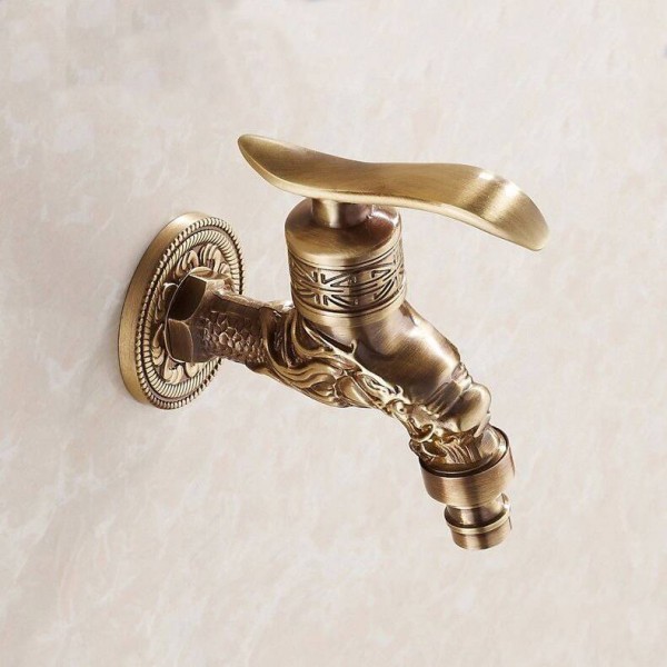 Bibcock Faucet For Outdoor Garden Brass Antique Bronze Washing Machine Faucet Wall Bathroom Mop Tap Toilet Cold Bibcock HJ-7665F