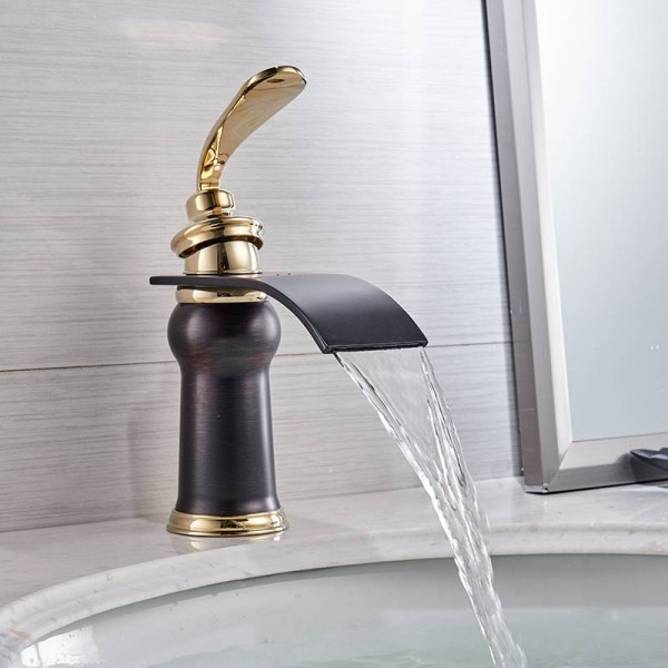 Luxury Bathroom Faucet Rose Gold Waterfall Basin Faucet Single Hole Cold and Hot Water Tap Basin Faucet Mixer Taps