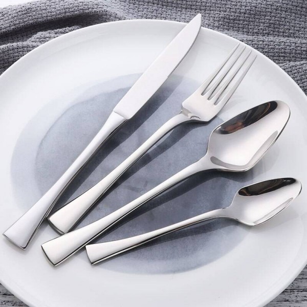  Dinnerware Set 24 Pieces High Grade Flatware Heavy-Duty Stainless Steel 18/10 Cutlery Service for 6 Mirror Polished
