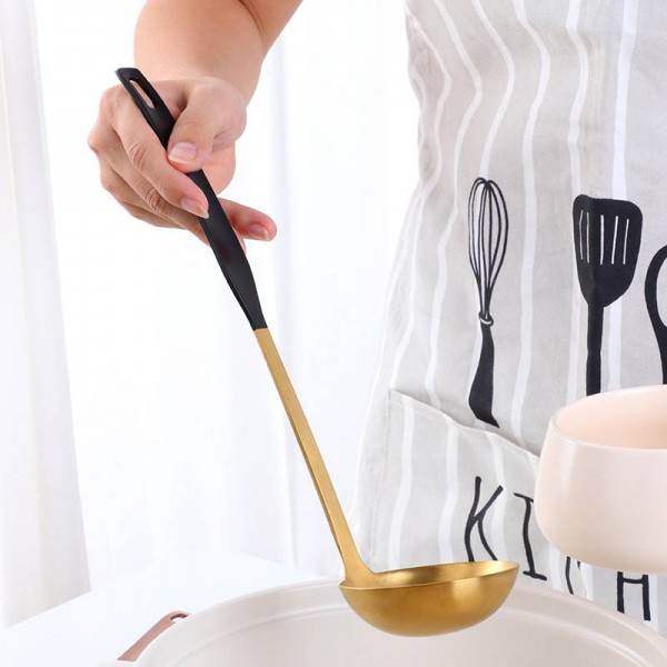  Stainless Steel Kitchen Utensil 18/10 SUS304 Cooking Tool Heat-resistant Protection Ladle with Strainer Colander