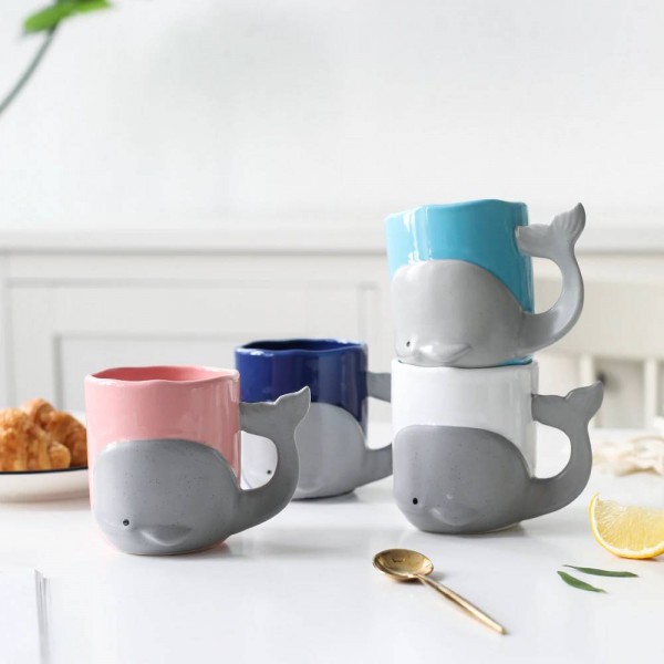 Cartoon Whale Creative Ceramic Mug Coffee Cup Office Mug Milk Glass