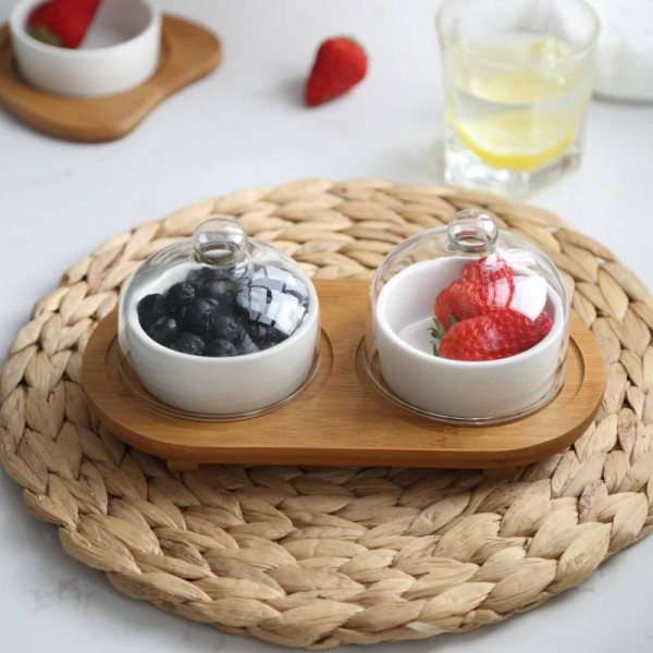 Ceramic cake dessert bowl glass cap ceramic bowl band tray pudding ice cream plate set dishes and plates sets