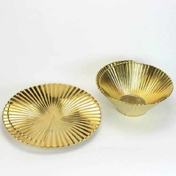 Ceramic Decorative Bowls Modern Creative Golden Geometric Vertical Stripes Home Decoration Ornaments