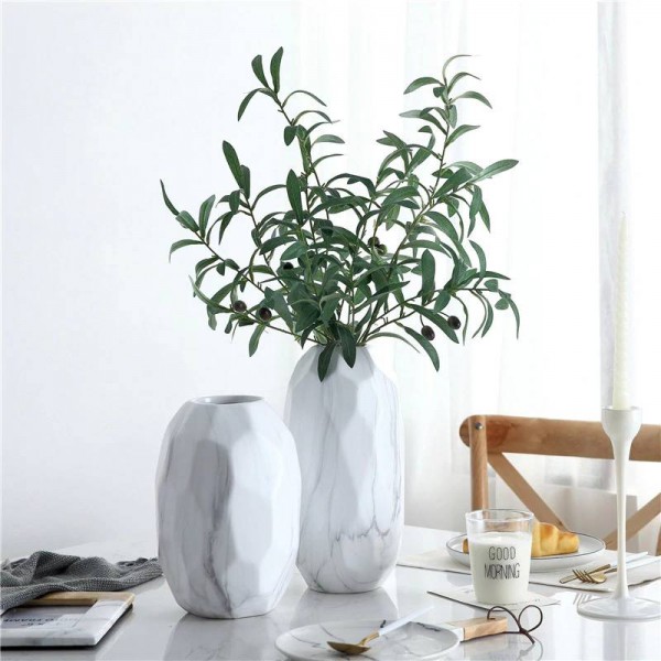 Ceramic Vase Geometric Modern Minimalist Marble Pattern Creative Flower Living Room Dining Table Soft Decoration