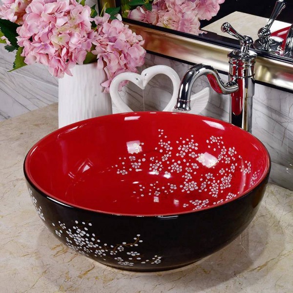 Ceramics Washbasin Plum Blossom Black Porcelain Classic Art bathroom sinks ceramic wash basin