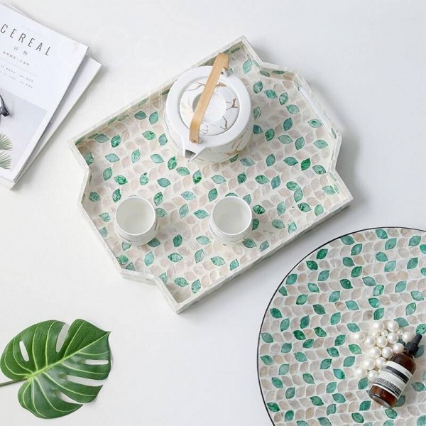  InsFashion de luxe green shell tray dish and jewel case for nordic style home decoration