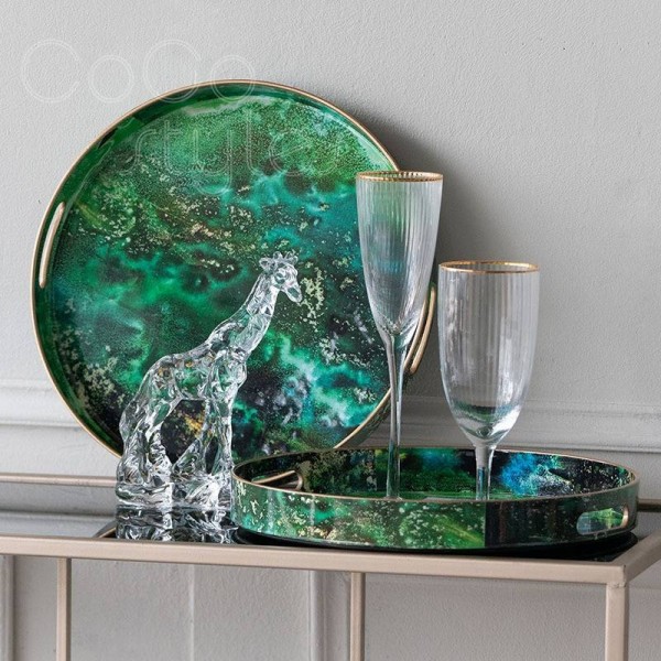  InsFashion luxe round PVC tray with creative agate pattern 3D print for clever designer and partysu style home decor