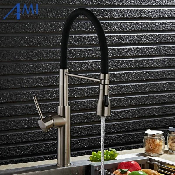 Colorful Kitchen Faucet Pull Up Down Sink Faucets Basin Mixer Tap 360 Swivel 2-Function Chrome/Nickel/White Brass Faucet