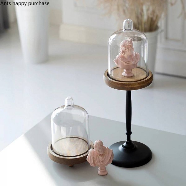 Creative European style Retro Mini cake stand Snack stand Cup cake Display stand Wood base Transparent dust cover Decoration