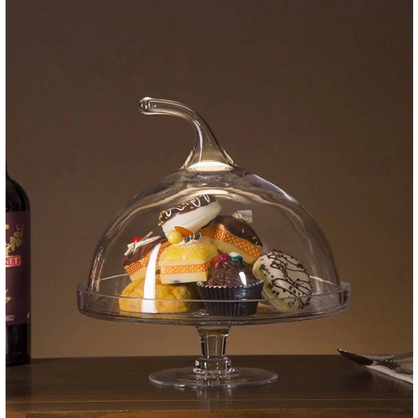 Creative Glass Pumpkin Cake Stand Compote Decorative Dessert Serving Tray with Cover Tableware and Glassware Utensil Accessories