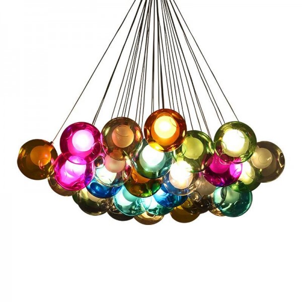 Creative Post Modern LED Pendant Light hand-made colorful glass bubble DIY Crystal Glass 10 19 25 head LED hanging Lamp G4 bulb