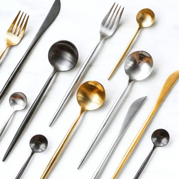 Dinnerware Set Stainless Steel Cutlery Set Black Knife Fork Set Tableware Silver Cutleries Western Food Set