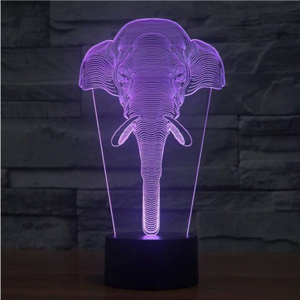 Elephant shape 3D illusion lamp,LED usb touch switch nightlight Colorful gradient Acrylic engrave 3D visual creative night light