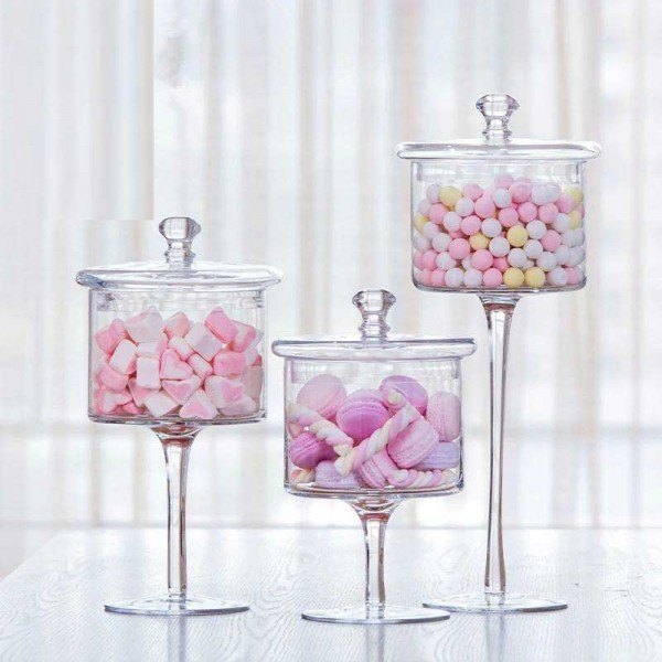 European high-grade glass candy jar transparent cover Storage bottle dust-proof glass cake dessert plate Wedding decoration