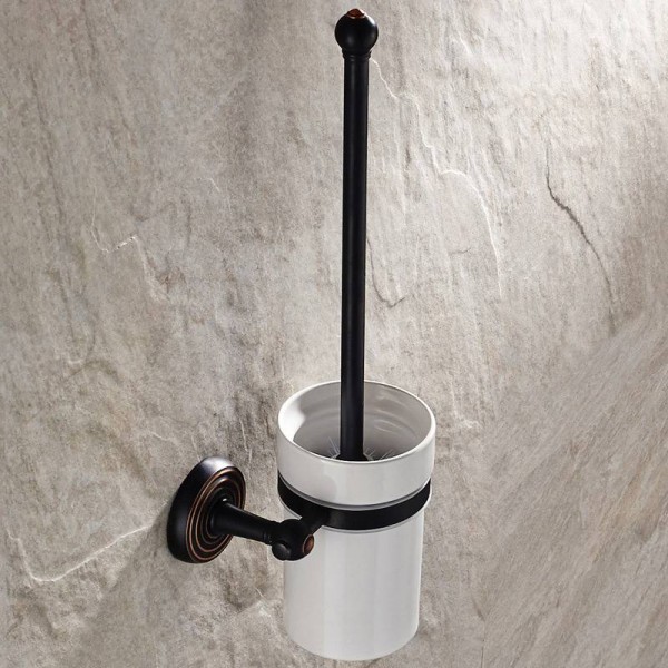 European Style Black Toilet Brush Holder Solid Brass WC Toilet Brush Bathroom Products Bathroom Accessories Useful HJ-1209