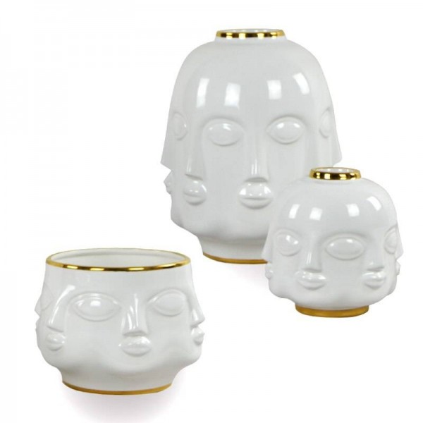 Face Ceramic Vase American Neo-classical Desktop Face Three-piece Ceramic Vase Home Decoration Ornaments Jewelry