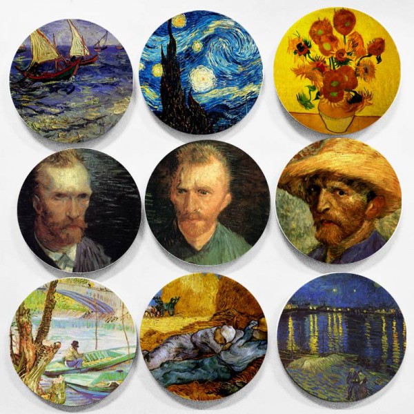Famous Painting Plates Hand Painting Dishes Snack Tray Decorative Wall Plates Luxury Home Decor Dishes Plates Food Flat Dish