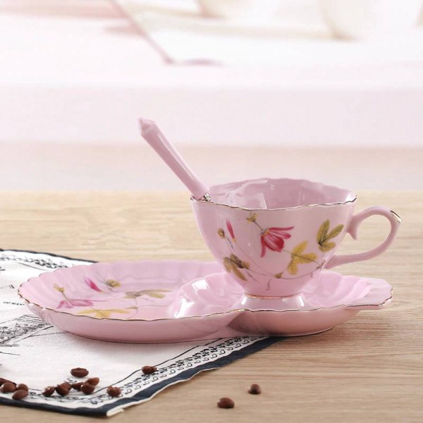 Fashion royal Pink lovers coffee cup coffee set cup black tea d'Angleterre flower tea cup and saucer