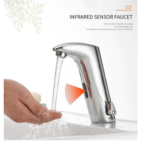 Faucet Sensor Bathroom Automatic Hands Touch Free Water Saving Inductive Electric Water Tap Battery Power Basin Faucets 408901
