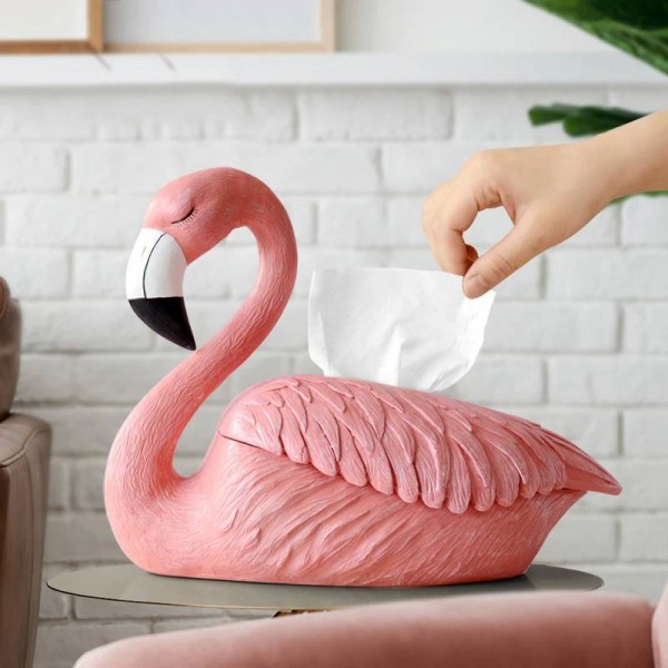 Flamingo Statue decoration for home hotel restaurant tissue holder tabletop resin ornaments decorative craft tissue box