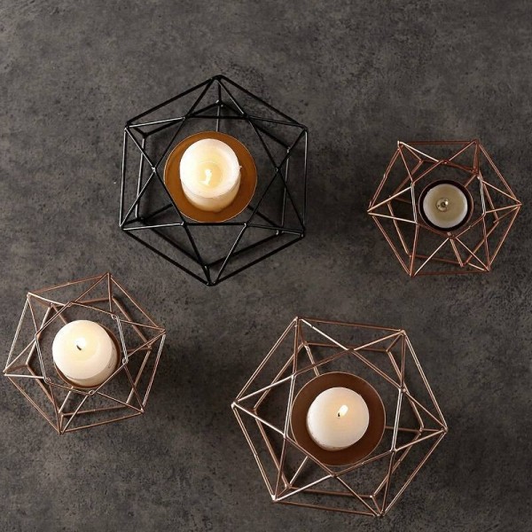 Geometric Wrought Iron Candlestick Modern Home Soft Decoration Model Room Decoration Cafe Restaurant Decoration Candlestick