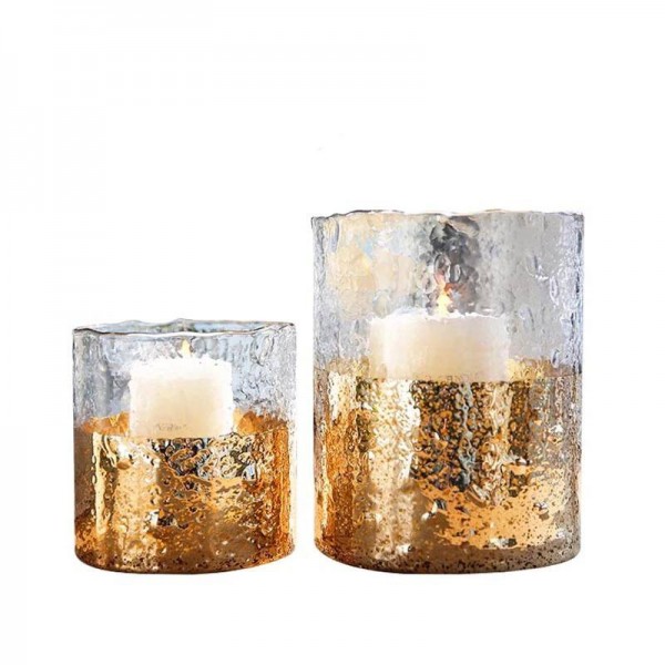Gold Color Candle Holder Glass Romantic Candlestick Party Wedding Cafe Night Light Candles Base Decoration Crafts Pen Holders