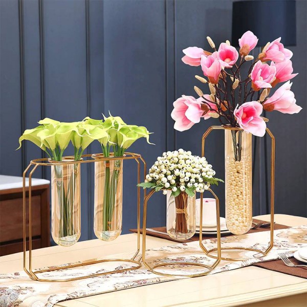 Gold Flower Vases Water Tub Glass Vases Home Decor Creative Art Design Vase Flower Pots Planters
