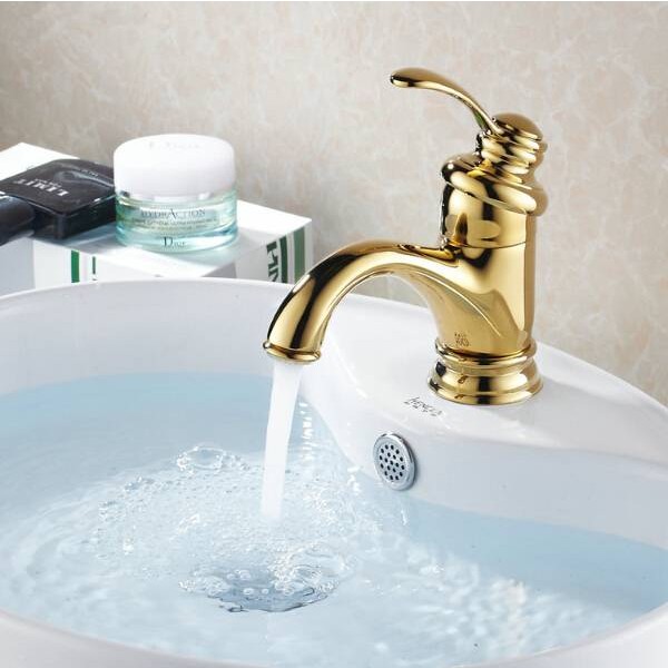 Golden Brass Vanity Sink Single Handle Basin Faucet For Bathtub Waterfall Bath Shower Kitchen 7203K