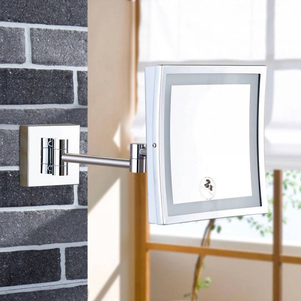 Luxury Wall Mounted Magnifying Bathroom, Lighted Wall Mounted Magnifying Mirror